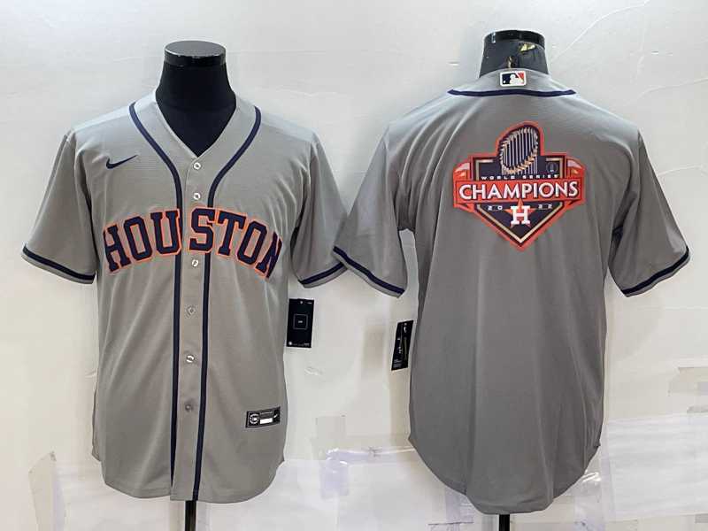Men%27s Houston Astros Grey Champions Big Logo Stitched MLB Cool Base Nike Jersey->houston astros->MLB Jersey